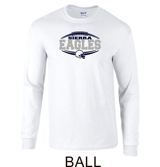 Sierra FOOTBALL Long Sleeve Tee- 4 designs-Matte or Glitter