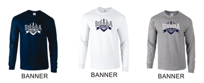 Sierra FOOTBALL Long Sleeve Tee- 4 designs-Matte or Glitter