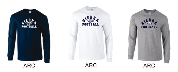 Sierra FOOTBALL Long Sleeve Tee- 4 designs-Matte or Glitter