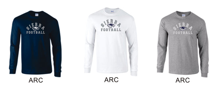 Sierra FOOTBALL Long Sleeve Tee- 4 designs-Matte or Glitter