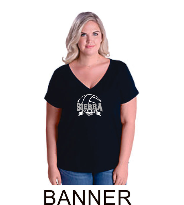 Sierra VOLLEYBALL Curvy Ladies Tee- 4 designs- Matte or Glitter