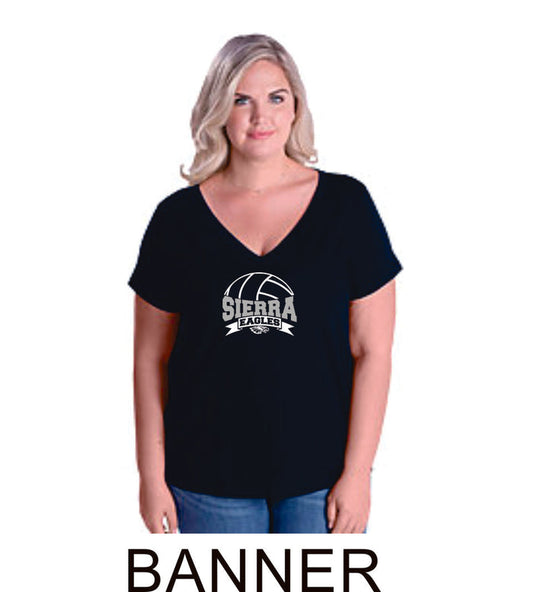 Sierra VOLLEYBALL Curvy Ladies Tee- 4 designs- Matte or Glitter