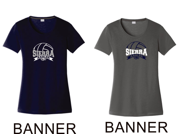 Sierra VOLLEYBALL Sport-Tek Ladies Wicking Tee - 4 designs