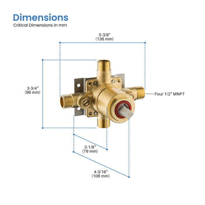 Single Function Pressure Balance Shower System Rough-in Valve with Cartridge - SV1-1