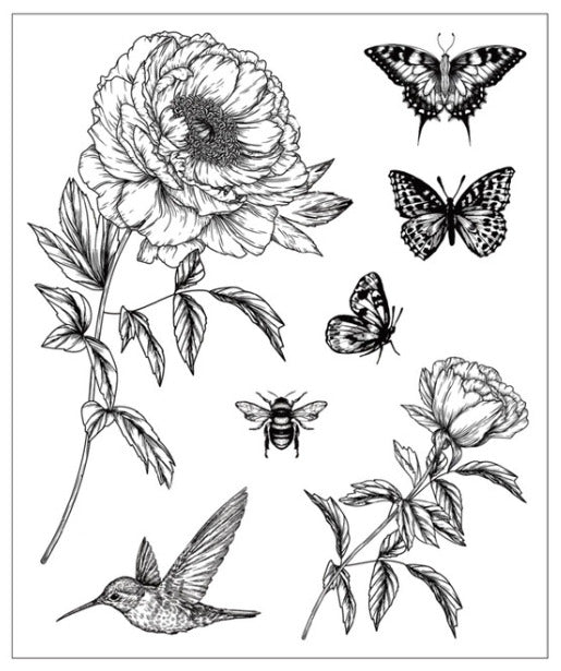 Sizzix - Clear Stamp Set by Willow Wolfe - Flowers and Creatures (7pk). At Embellish Away in Bowmanville Ontario Canada.