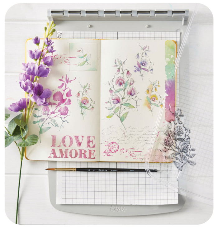 Sizzix - Clear Stamp Set by Willow Wolfe - Love Letters (13pk). At Embellish Away in Bowmanville Ontario Canada. Example by Willow Wolfe.