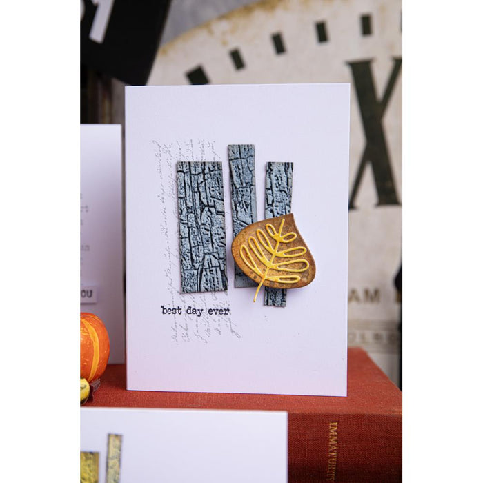 Sizzix - Thinlits Dies By Tim Holtz - 18/Pkg - Artsy Leaves. Inspired by all things autumnal, in Tim's signature style, these beautiful leaf shapes are perfect to work as the center of your project, or for adorning seasonal makes. Available at Embellish Away located in Bowmanville Ontario Canada. Example by brand ambassador.