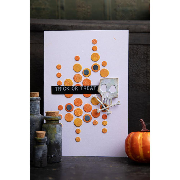 Sizzix - Thinlits Dies By Tim Holtz - 3/Pkg - Layered Dots. Layered Dots by Tim Holtz is a layered Thinlits set that will take you through the fall season and beyond! Available at Embellish Away located in Bowmanville Ontario Canada. Example by brand ambassador.