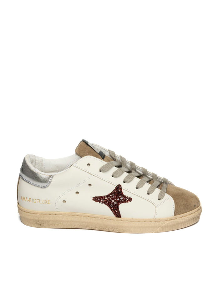 AMA BRAND DELUXE Sneaker pelle bianco/silver SNK D 4302-BIA/SILVER