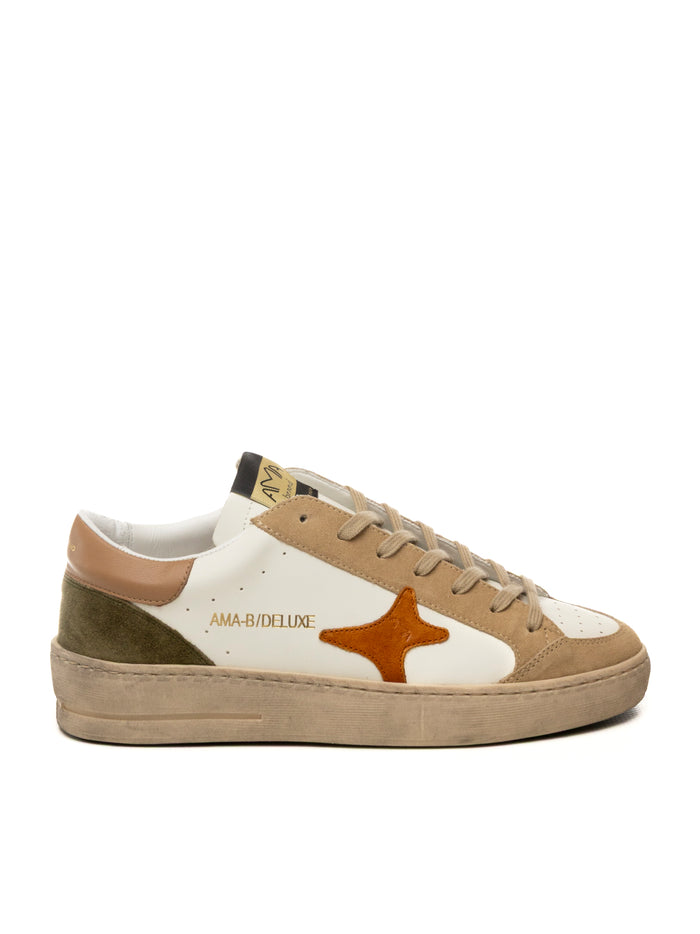 AMA BRAND DELUXE Sneaker slam bianco/cuoio SLAM U 4544-BIA/CUOIO