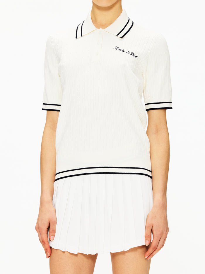 Sporty & Rich Signature Logo Mini Cable Polo