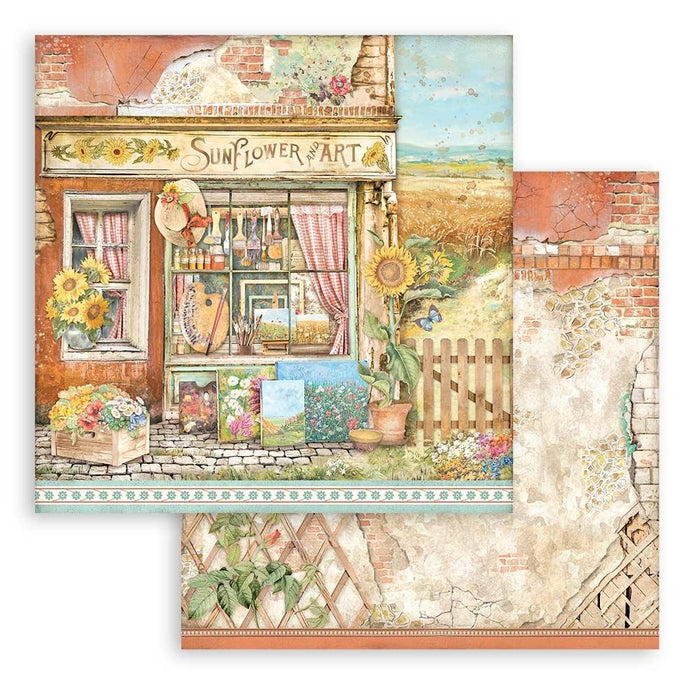 Stamperia - Double-Sided Cardstock 12"X12" - Sunflower Art Shop. Start your project off right with the perfect paper for scrapbook pages, greeting cards, bookmarks, gift cards, mixed media and much more! Available at Embellish Away located in Bowmanville Ontario Canada.