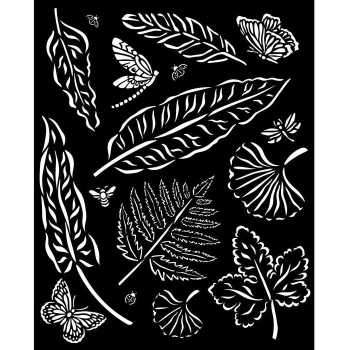 Stamperia - Stencil 7.87"X9.84" - Sunflower Art Leaves. Available at Embellish Away located in Bowmanville Ontario Canada.