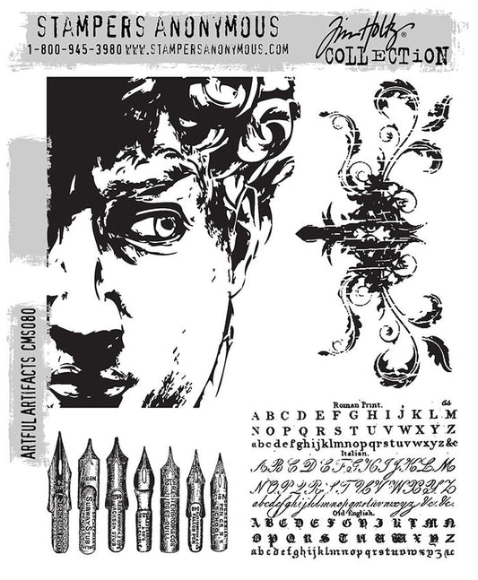 Stampers Anonymous - Tim Holtz - Cling Stamps - Artful Artifacts. Available at Embellish Away located in Bowmanville Ontario Canada.