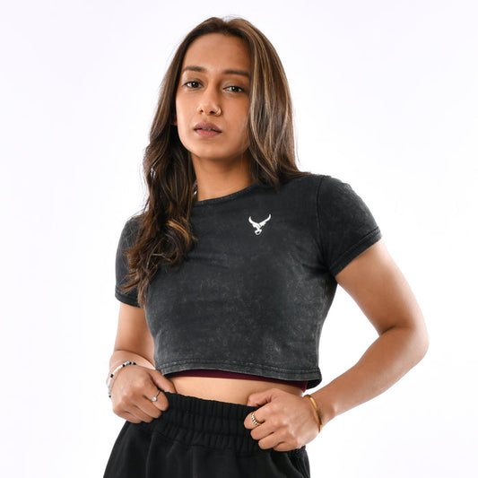 Stone Wash Tie Dye Crop Top - IRONGEAR Fitness