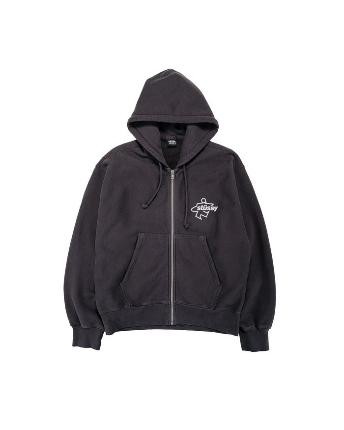 lost & found Stussy Stüssy Surf Size Garment Dyed Zip Hoodie Faded Black