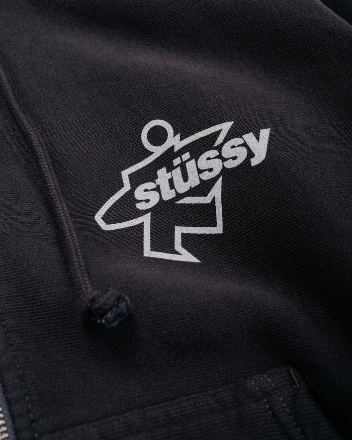 lost & found Stussy Stüssy Surf Size Garment Dyed Zip Hoodie Faded Black