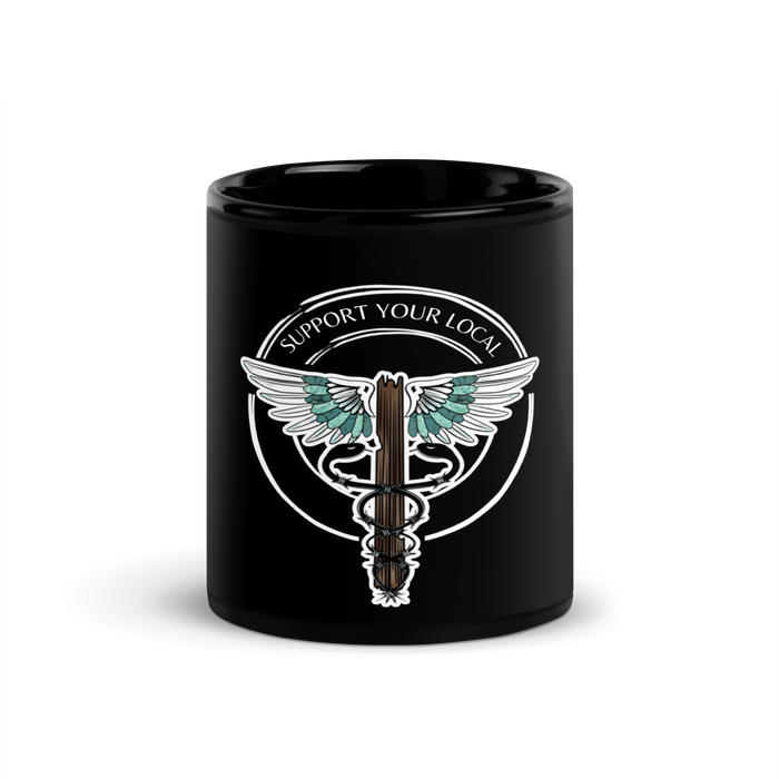 Support Your Local- Black Glossy Mug