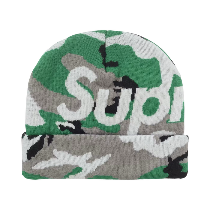 Supreme Big Logo Beanie Green Camo FW25