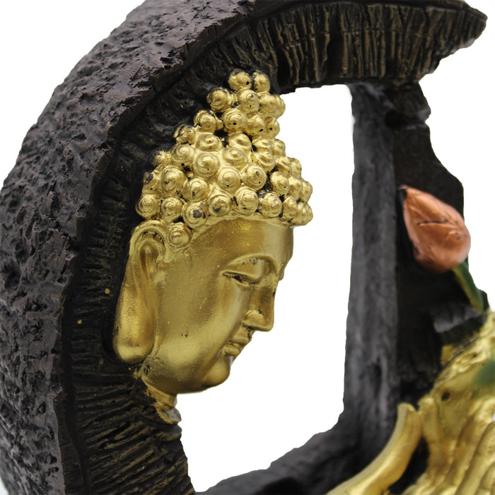 Tabletop Water Feature - 30cm - Golden Buddha & Lotus 🇬🇧