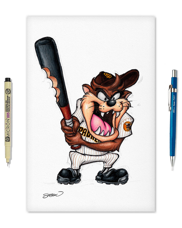 Taz On Deck x MLB Padres Limited Edition Art Print