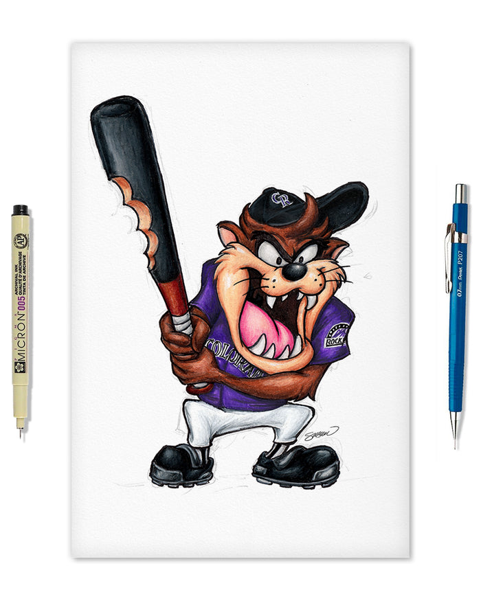 Taz on Deck x MLB Rockies Limited Edition Art Print