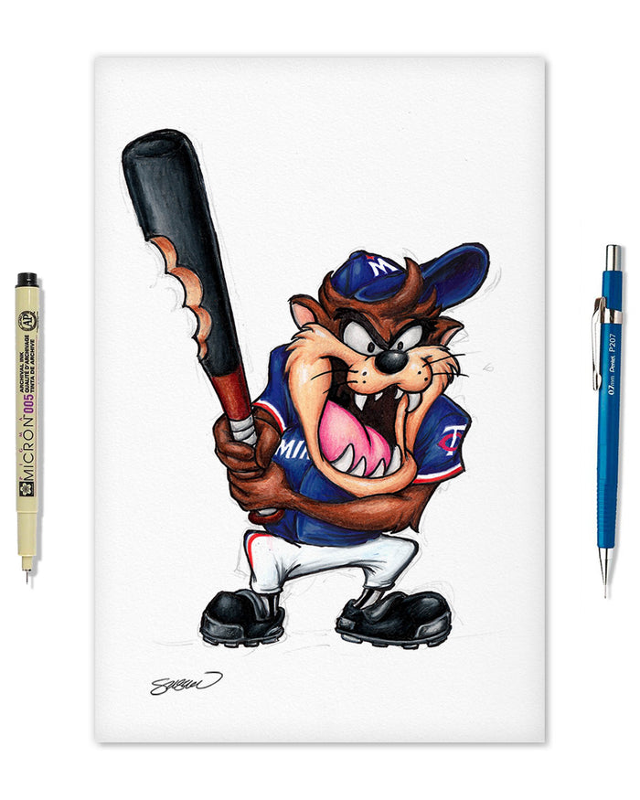 Taz On Deck x MLB Twins Limited Edition Art Print