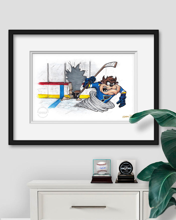 Tazmanian Line Change x NHL Blues Tazmanian Devil Limited Edition Art Print