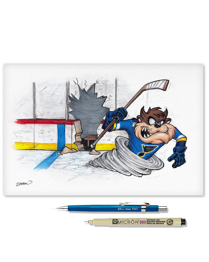 Tazmanian Line Change x NHL Blues Tazmanian Devil Limited Edition Art Print