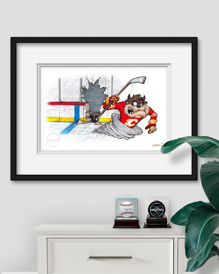 Tazmanian Line Change x NHL Calgary Flames Tazmanian Devil Limited Edition Art Print
