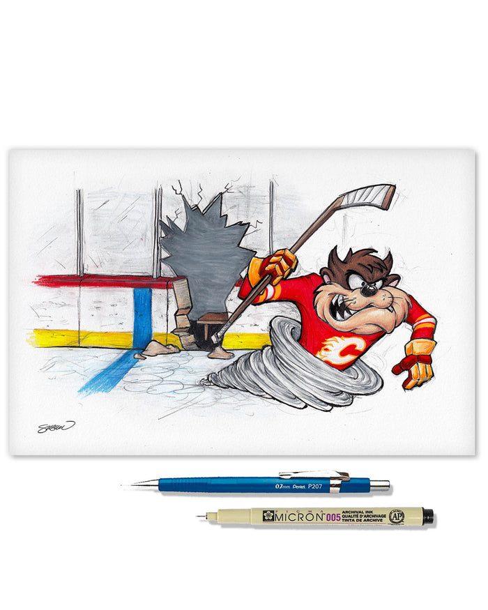 Tazmanian Line Change x NHL Calgary Flames Tazmanian Devil Limited Edition Art Print