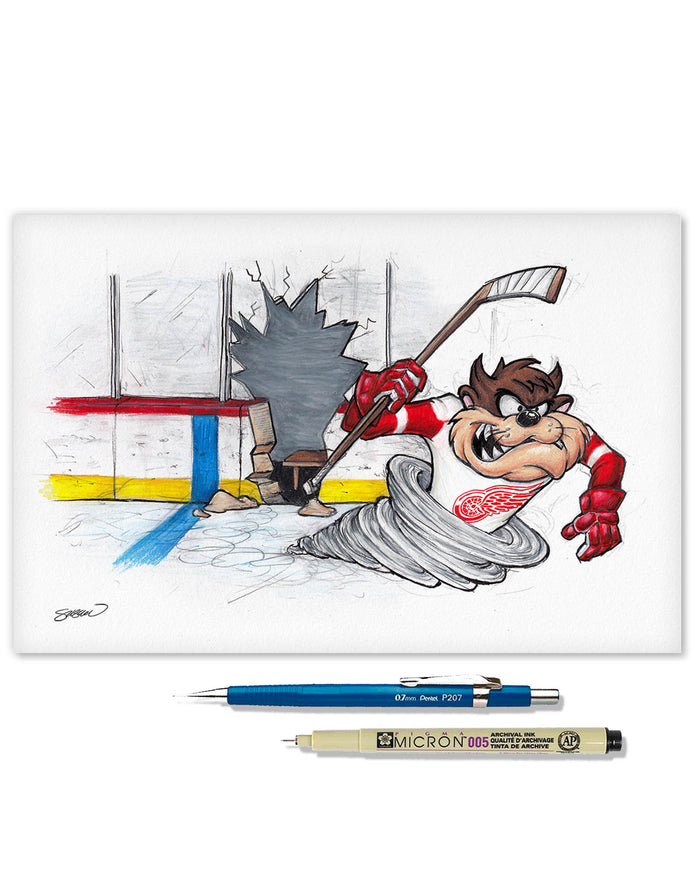 Tazmanian Line Change x NHL Red Wings Tazmanian Devil Limited Edition Art Print