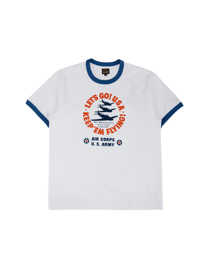 lost & found The Real McCoy's The Real McCoy's MC26012 Military Tee / Keep Em' Flying White/Blue