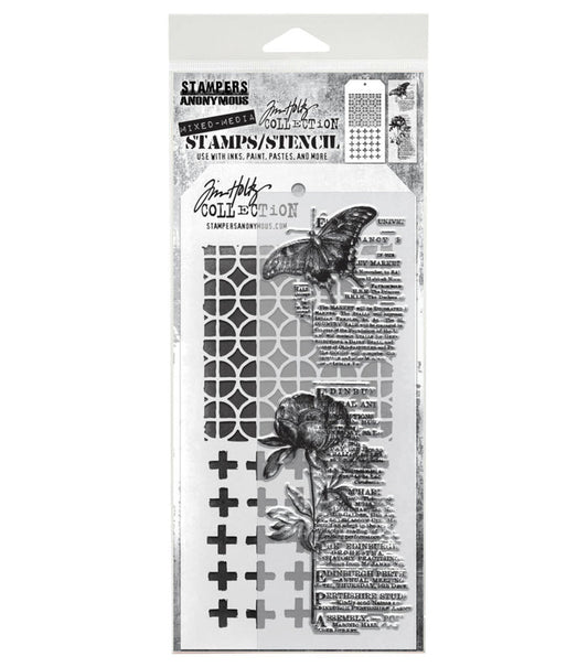 Tim Holtz - Mixed Media Clear Stamp & Stencil - #60. Available at Embellish Away located in Bowmanville Ontario Canada.