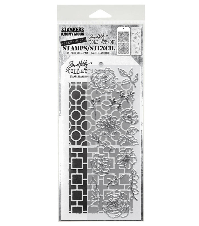 Tim Holtz - Mixed Media Clear Stamp & Stencil - #61. Available at Embellish Away located in Bowmanville Ontario Canada.