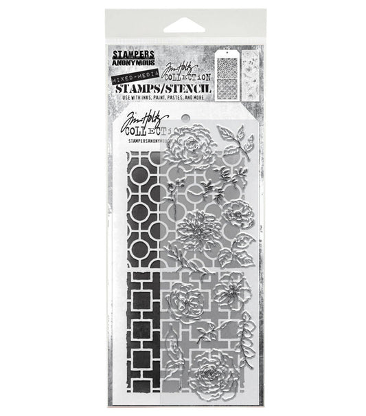 Tim Holtz - Mixed Media Clear Stamp & Stencil - #61. Available at Embellish Away located in Bowmanville Ontario Canada.