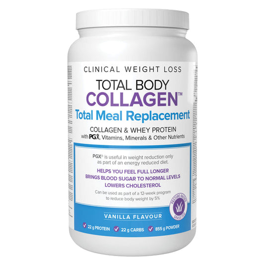 Tub of Clinical Weight Loss Total Body Collagen Total Meal Replacement Collagen & Whey Protein With PGX 855g Powder