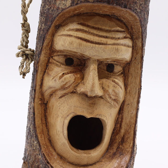 Tree Trunk Face - Bird House - Grumpy Old Man 🇬🇧
