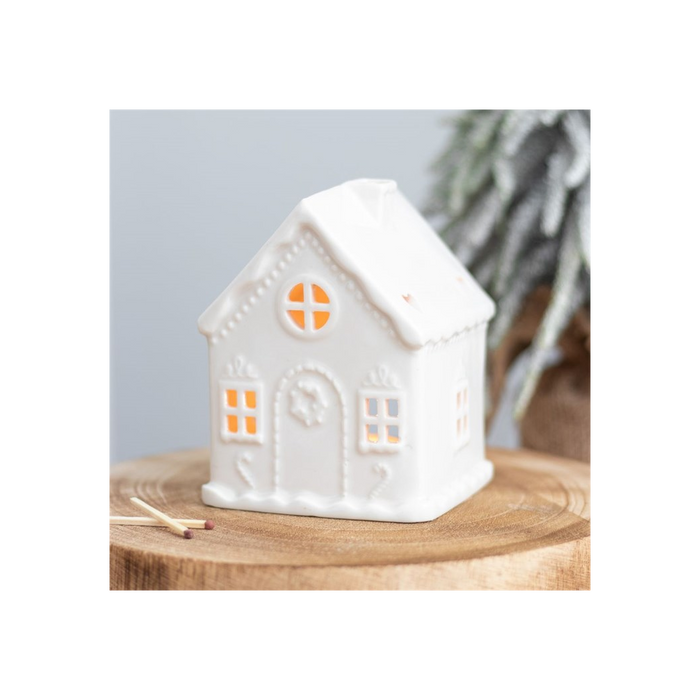 White Gingerbread House Tealight Holder 🇬🇧