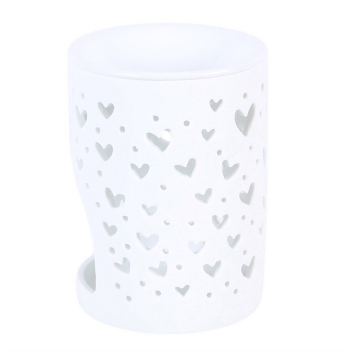 White Heart Cut Out Oil Burner and Wax Warmer 🇬🇧