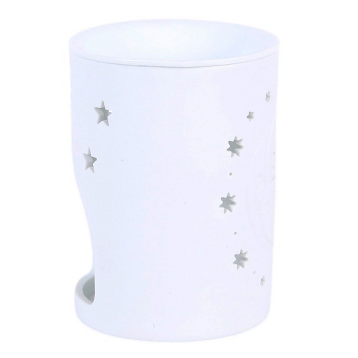 White Sun and Moon Cut Out Oil Burner and Wax Warmer 🇬🇧