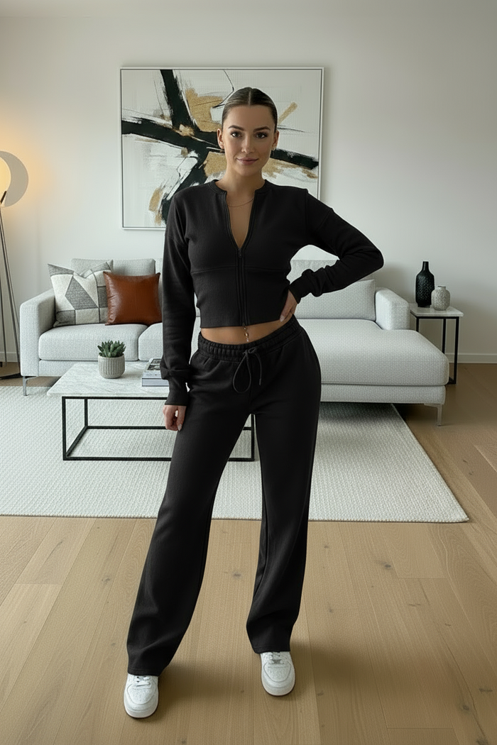 Wide Leg Zip Crop Tracksuit 🇬🇧