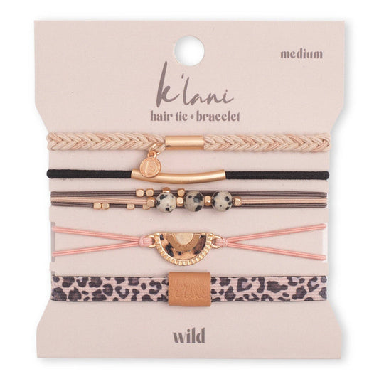 Wild Animal Print with Pink Accent Hair Tie Bracelets