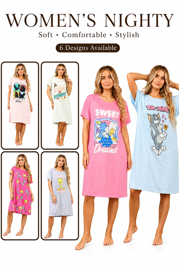 Women’s Cotton Cartoon Nightshirt 🇬🇧