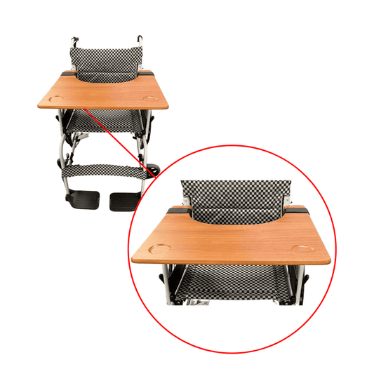 Wooden Wheelchair Tray With 2 Cup Holder Accessories