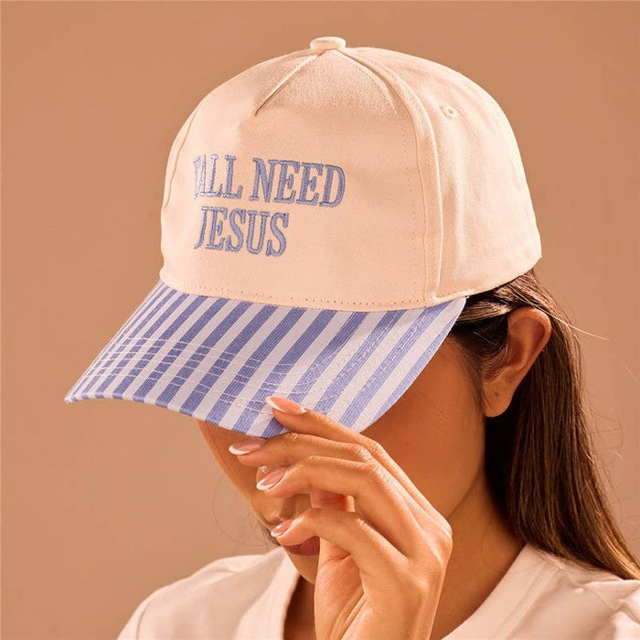 "Y'all Need Jesus" Stripe Baseball Cap | Pink